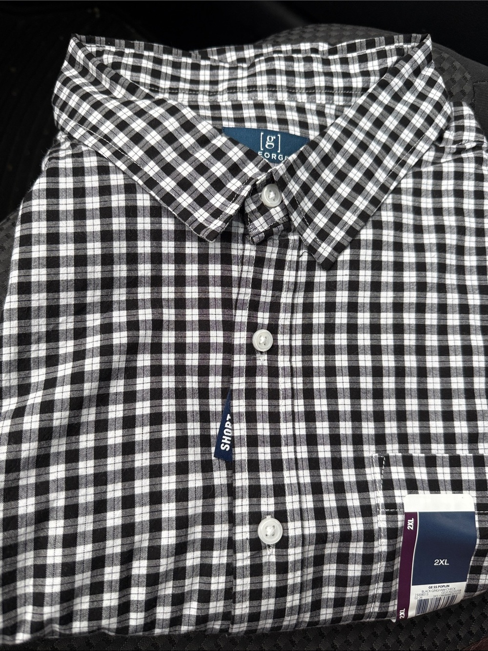 George Black and White Checked Button-Down Shirt